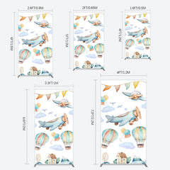 Lofaris Sky Airplane Hot Air Balloon Birthday Rectangle Backdrop