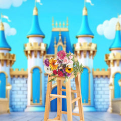 Lofaris Sky Blue Cartoon Grand Castle Photography Backdrop