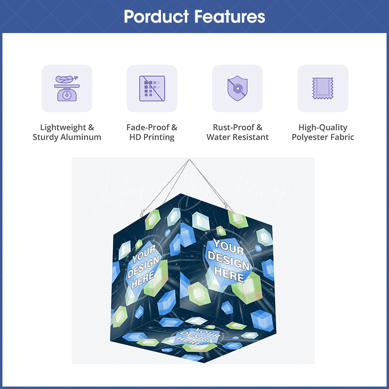Lofaris Sky Tube Square Cube Hanging Banners for Trade Show