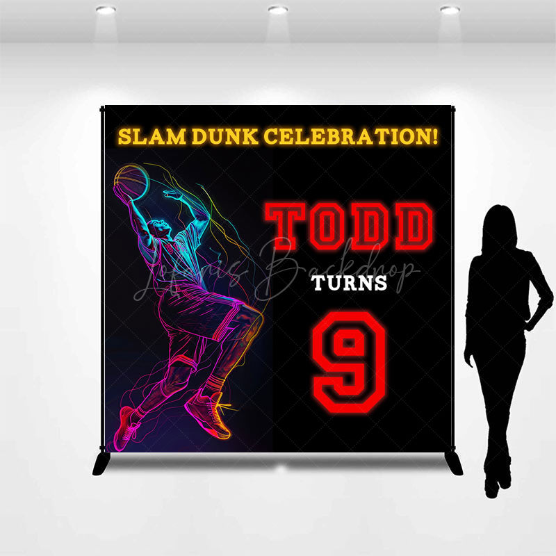 Lofaris Slam Dunk Celebrate Custom 9th Birthday Backdrop