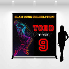 Lofaris Slam Dunk Celebrate Custom 9th Birthday Backdrop