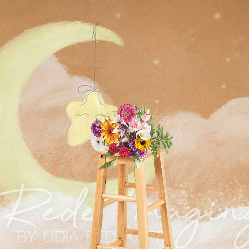 Lofaris Sleep Tight Orange Moon Birthday Cake Smash Backdrop