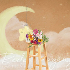 Lofaris Sleep Tight Orange Moon Birthday Cake Smash Backdrop