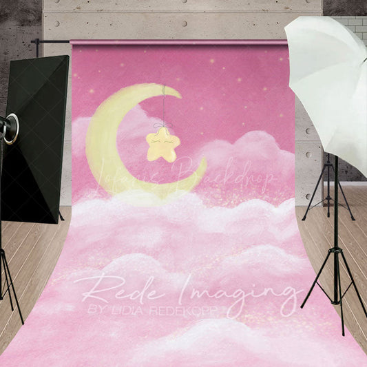 Lofaris Sleep Tight Pink Birthday Cake Smash Sweep Backdrop