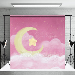 Lofaris Sleep Tight Pink Moon Birthday Cake Smash Backdrop