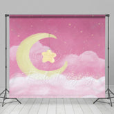 Lofaris Sleep Tight Pink Moon Birthday Cake Smash Backdrop