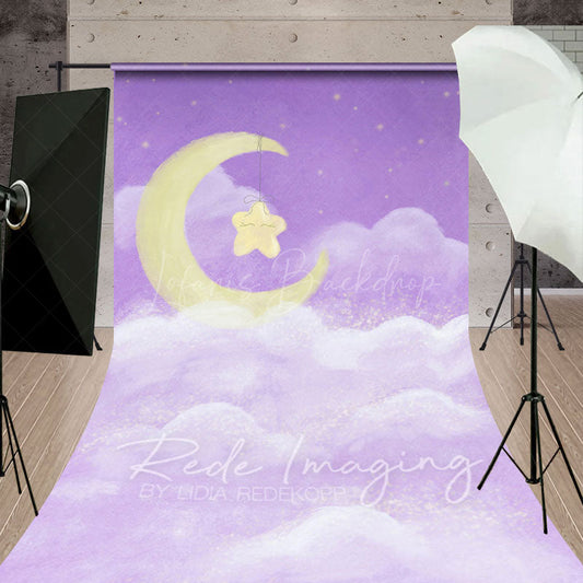 Lofaris Sleep Tight Purple Birthday Cake Smash Sweep Backdrop