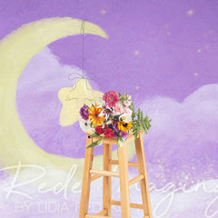 Lofaris Sleep Tight Purple Moon Birthday Cake Smash Backdrop
