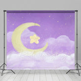 Lofaris Sleep Tight Purple Moon Birthday Cake Smash Backdrop