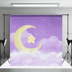 Lofaris Sleep Tight Purple Moon Birthday Cake Smash Backdrop