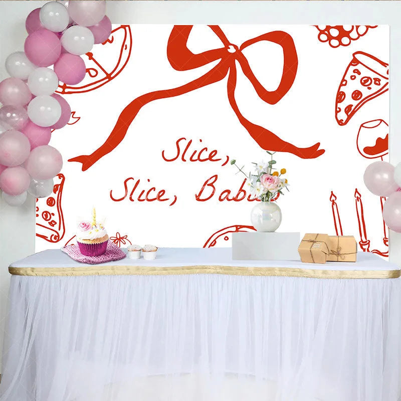 Lofaris Slice Babies Pizza Theme Baby Shower Backdrop Red and White Italian Dinner Party Banner
