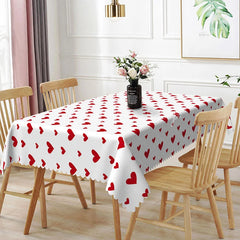 Lofaris Small Red Heart Scatter Rectangle Tablecloth Simple Minimalist Love Pattern Valentine Anniversary Dining Decor