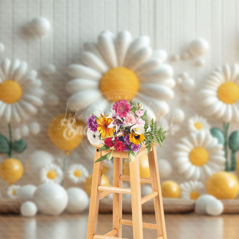Lofaris Small Yellow Spring Flowers Cake Smash Photo Backdrop