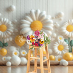 Lofaris Small Yellow Spring Flowers Cake Smash Photo Backdrop