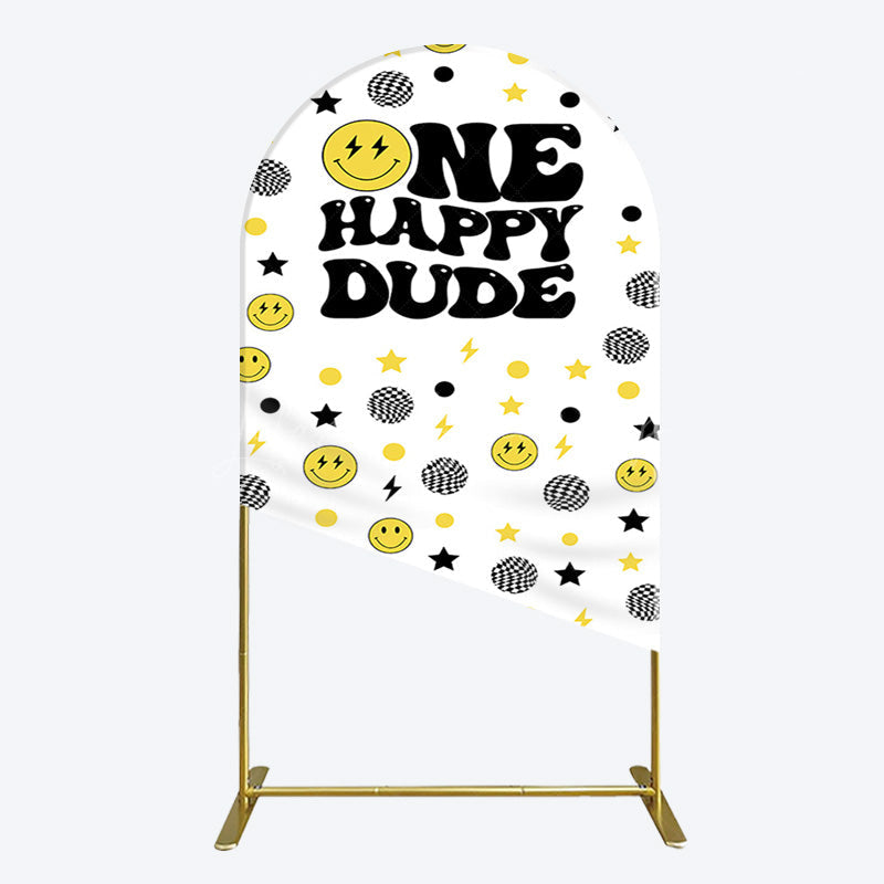 Lofaris Smile Emoticon One Happy Dude Birthday Arch Backdrop
