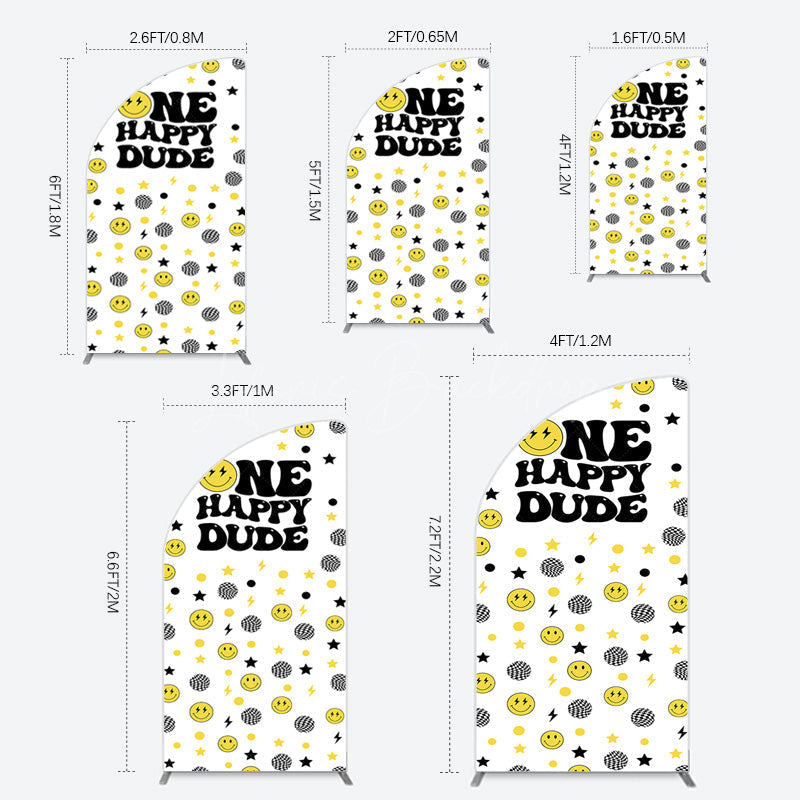 Lofaris Smile Emoticon One Happy Dude Birthday Half Moon Arch Backdrop