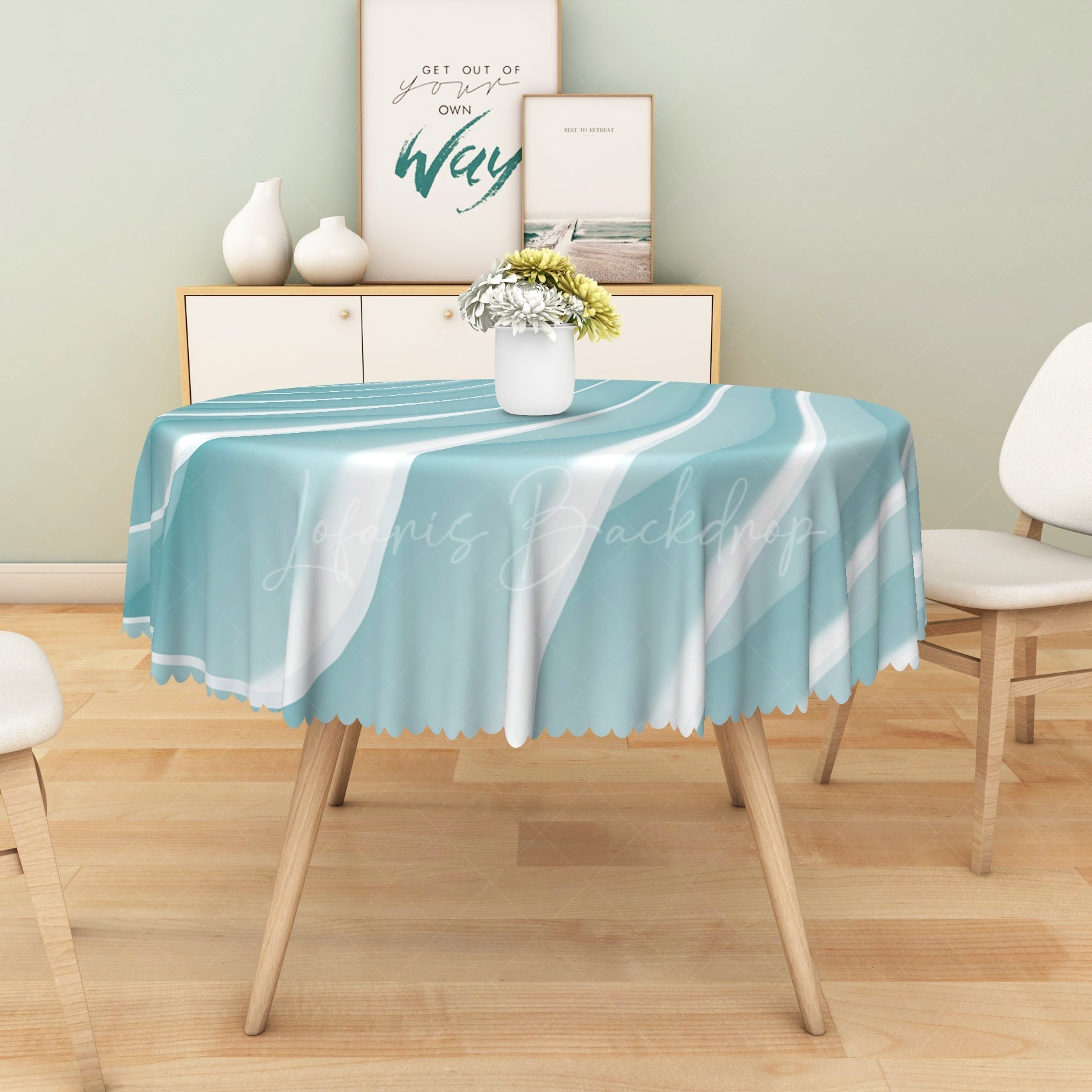 Lofaris Smooth Gradient Blue White Rectangle Tablecloth