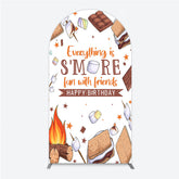 Lofaris S’more Fun Birthday Arch Backdrop Camping Campfire and Marshmallow Theme Outdoor Party Photo Booth Decor for Kids