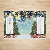 Lofaris Snow Bokeh Pine Trees Gift Xmas Set Of 4 Placemats