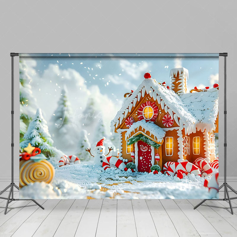 Lofaris Snow Fairy World Gingerbread House Christmas Backdrop