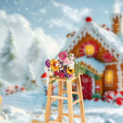 Lofaris Snow Fairy World Gingerbread House Christmas Backdrop