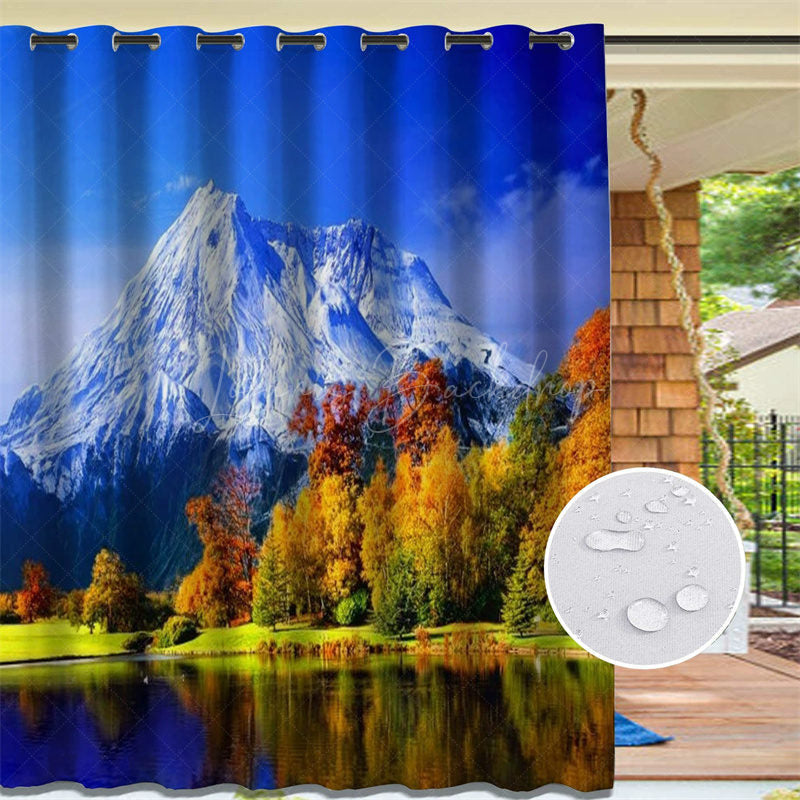 Lofaris Snow Mountain Lake Waterproof Outdoor Curtains For Gazebo