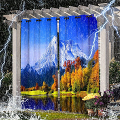 Lofaris Snow Mountain Lake Waterproof Outdoor Curtains For Gazebo