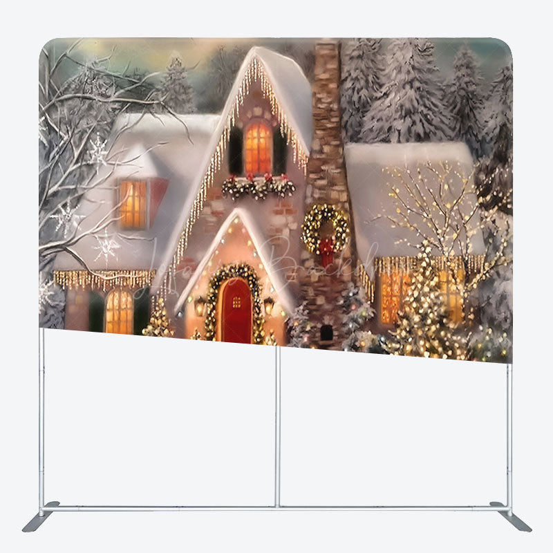 Lofaris Snow Pine Forest Tree Light Pillow Cover Backdrop