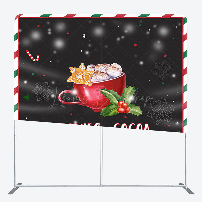 Lofaris Snow Tasty Coffee Cherry Christmas Square Backdrop