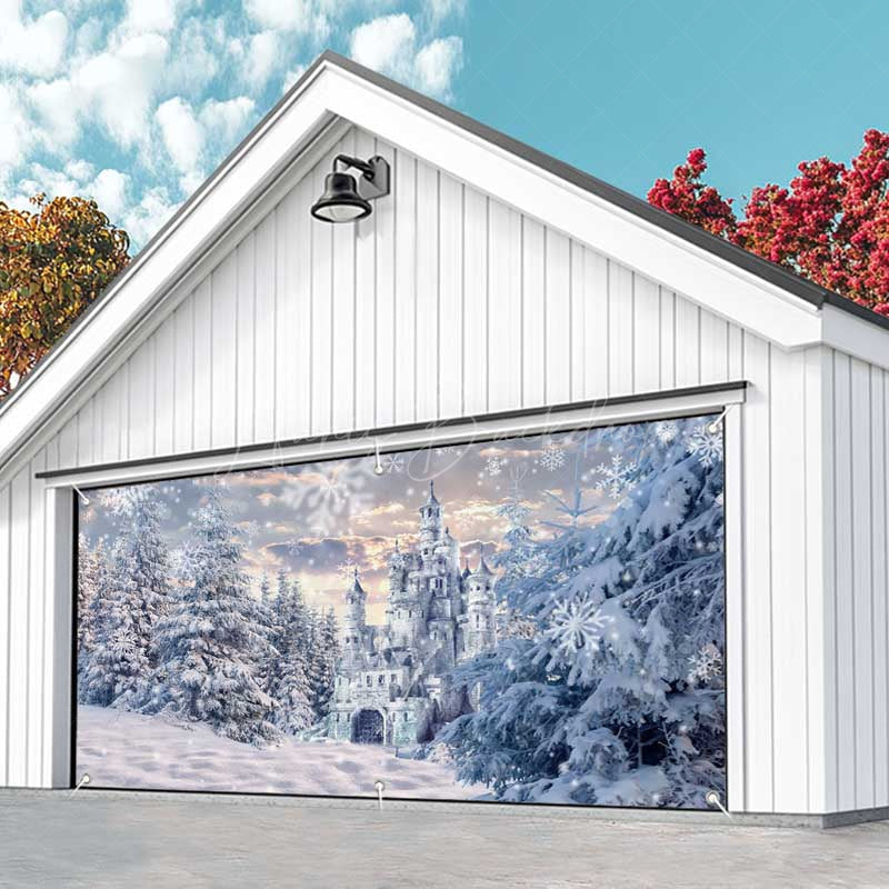 Lofaris Snow White Fairy Castle Forest Garage Door Banner