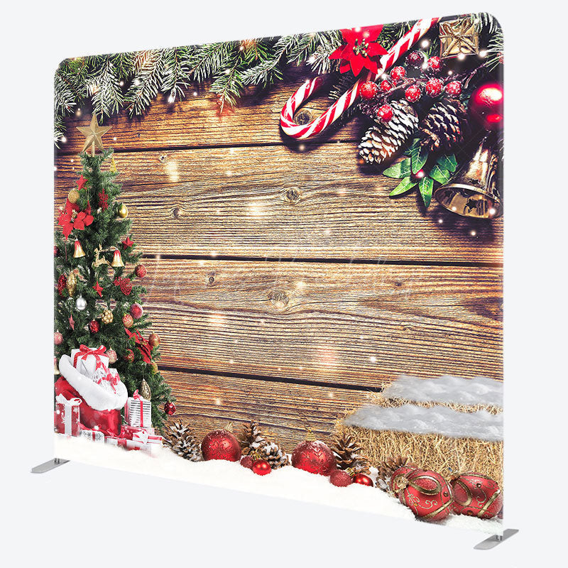 Lofaris Snow Wood Merry Christmas Double-Sided Square Backdrop