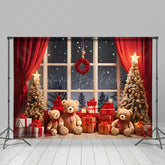 Lofaris Snowflake Bears Tree Window Scene Christmas Backdrop