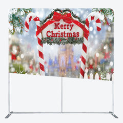Lofaris Snowflake Candy Cane Christmas Pillow Case Backdrop