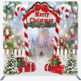 Lofaris Snowflake Candy Cane Christmas Pillow Case Backdrop