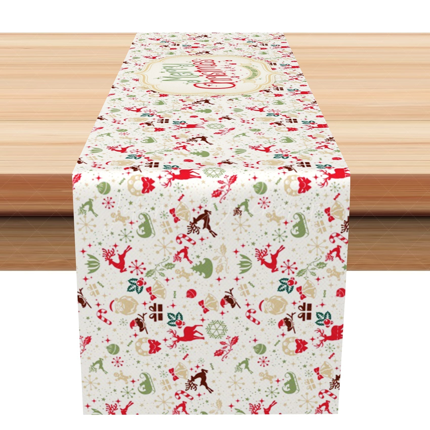 Lofaris Snowflake Elk Candy Repeat Christmas Table Runner