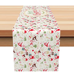 Lofaris Snowflake Elk Candy Repeat Christmas Table Runner