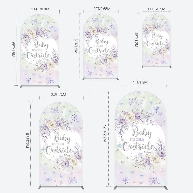 Lofaris Snowflake Floral Baby Is Cold Outside Arch Backdrop