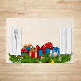 Lofaris Snowflake Leaves Gifts Biege Xmas Set Of 4 Placemats