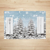 Lofaris Snowflake Pine Forest Cold Winter Set Of 4 Placemats