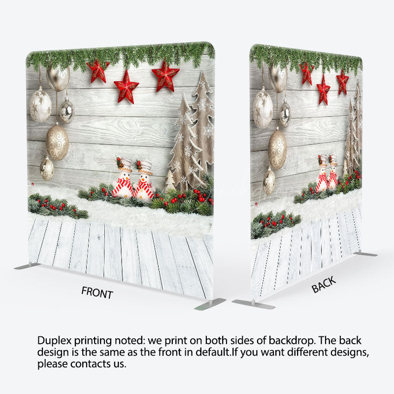Lofaris Snowflake Snowman Wooden Christmas Square Backdrop