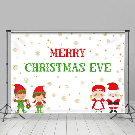 Lofaris Snowflakes Santa Couple Kids Christmas Eve Backdrop