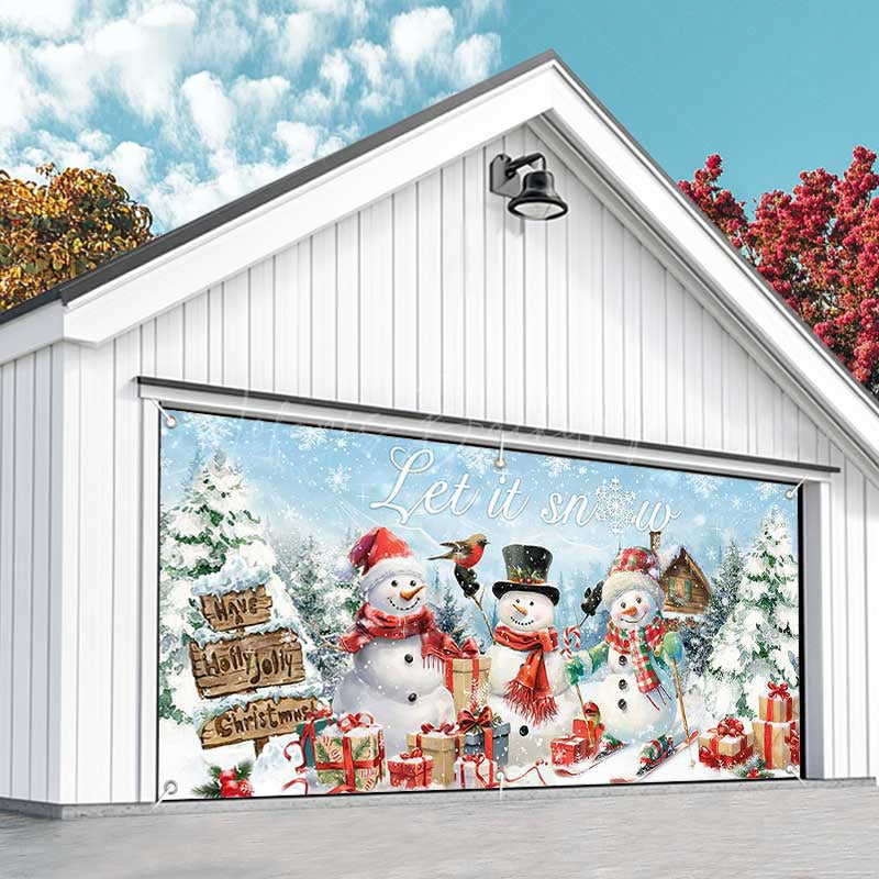 Lofaris Snowman Let It Snow Christmas Garage Door Banner