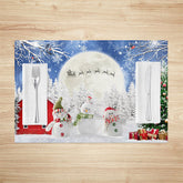 Lofaris Snowman Moon Pine Forest Christmas Set Of 4 Placemats