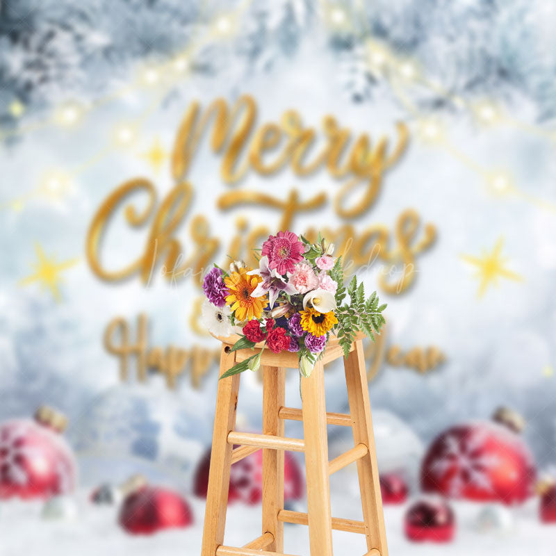 Lofaris Snowy Bauble Pine Nuts Bokeh Xmas New Year Backdrop