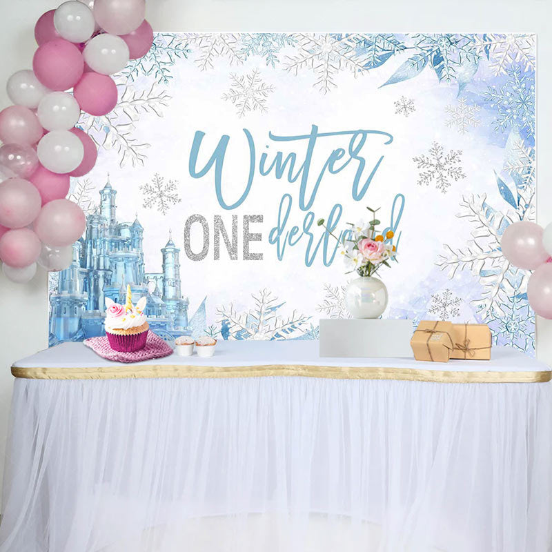 Lofaris Snowy Castle Winter Onederland Birthday Backdrop