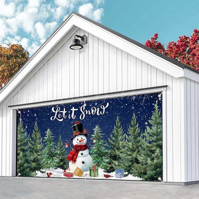 Lofaris Snowy Christmas Night Let It Snow Garage Door Banner