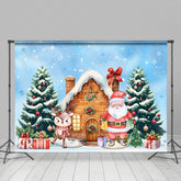 Lofaris Snowy Elk Santa Festive Christmas Cabin Backdrop