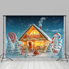 Lofaris Snowy Field Light Glitter House Christmas Backdrop