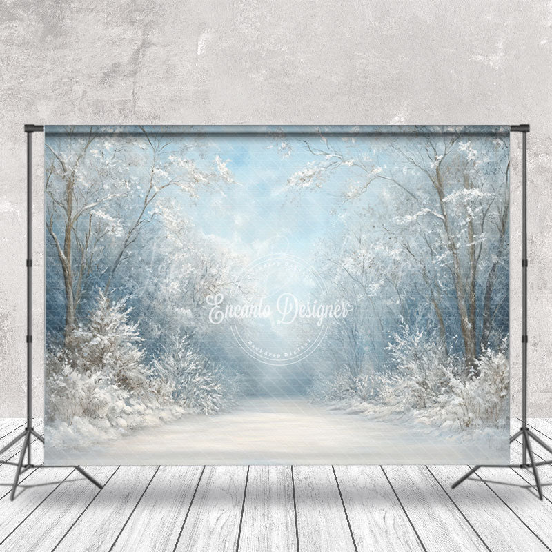 Lofaris Snowy Foggy Winter Forest Natural Scenery Backdrop