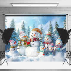 Lofaris Snowy Forest Cute Snowman Winter Room Set Backdrop